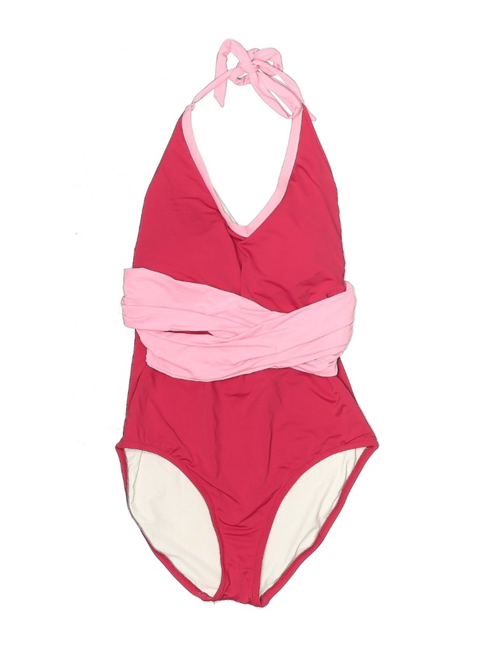 The Beaufort Bonnet Company Two-Tone Pink Halter One-Piece Swimsuit